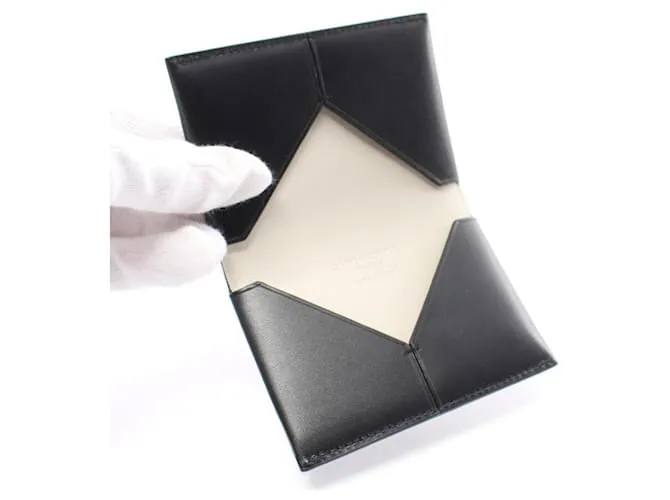 Estuche de tarjetas de visita de cuero negro Yves Saint Laurent 