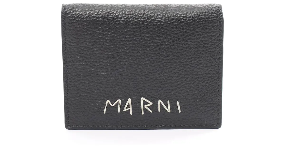 Estuche para tarjetas de visita de cuero negro Marni 