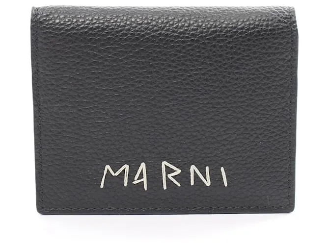 Estuche para tarjetas de visita de cuero negro Marni 