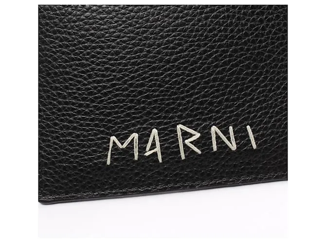 Estuche para tarjetas de visita de cuero negro Marni 