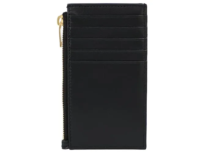 Estuche para tarjetas Saint Laurent Cassandre Matelassé Fragments en piel de cordero negro 
