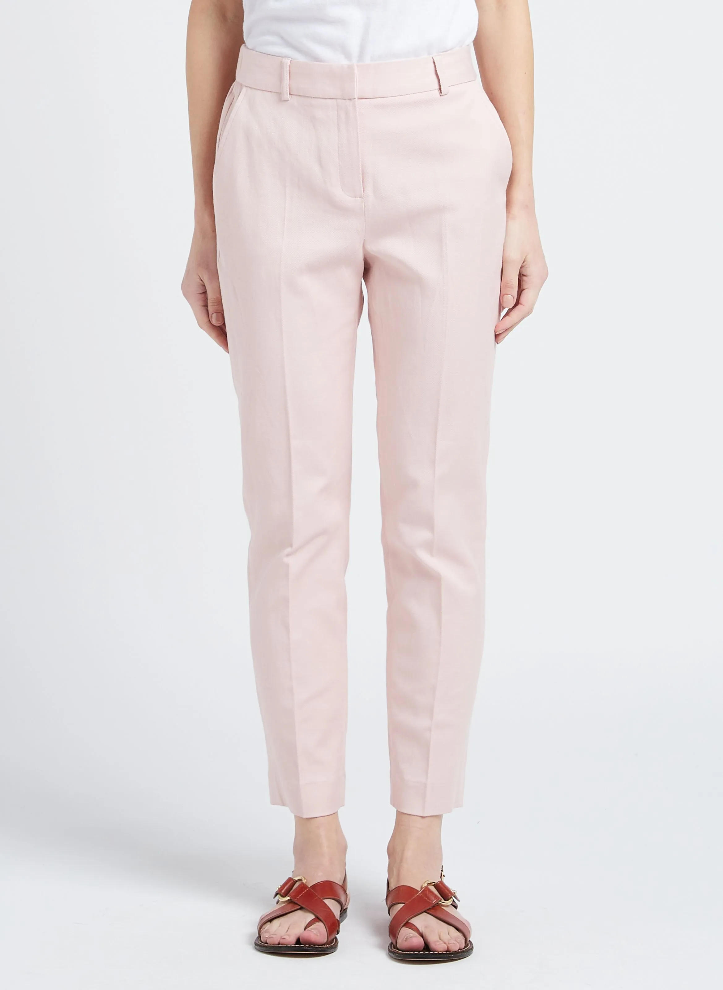 FELIX  PANTALóN RECTO DE MEZCLA DE LINO Y ALGODóN EN ROSA