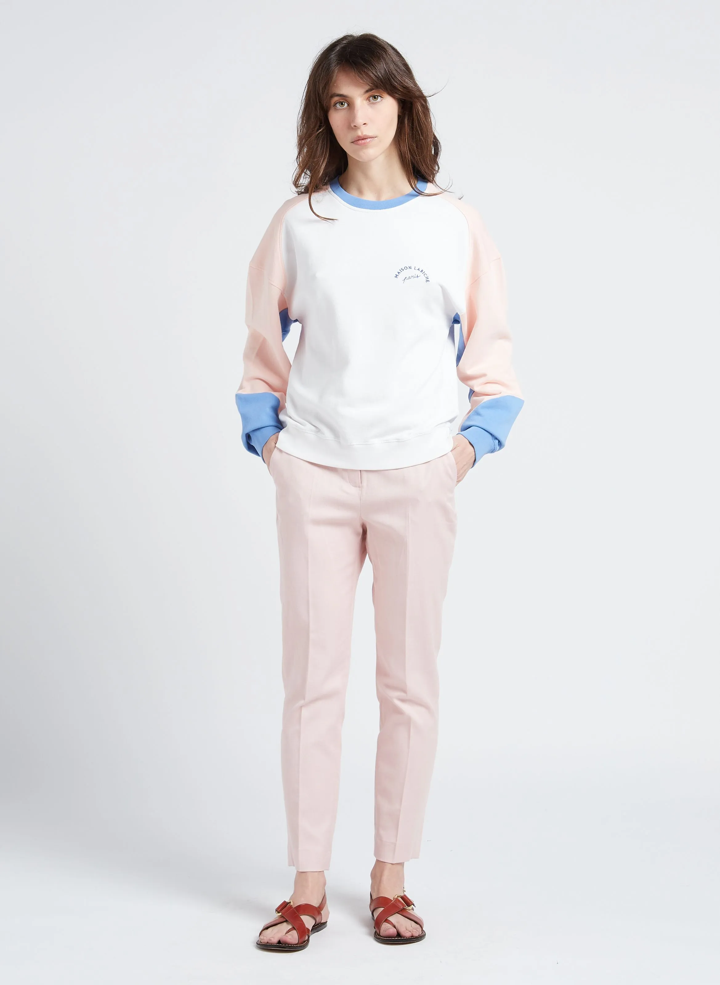 FELIX  PANTALóN RECTO DE MEZCLA DE LINO Y ALGODóN EN ROSA