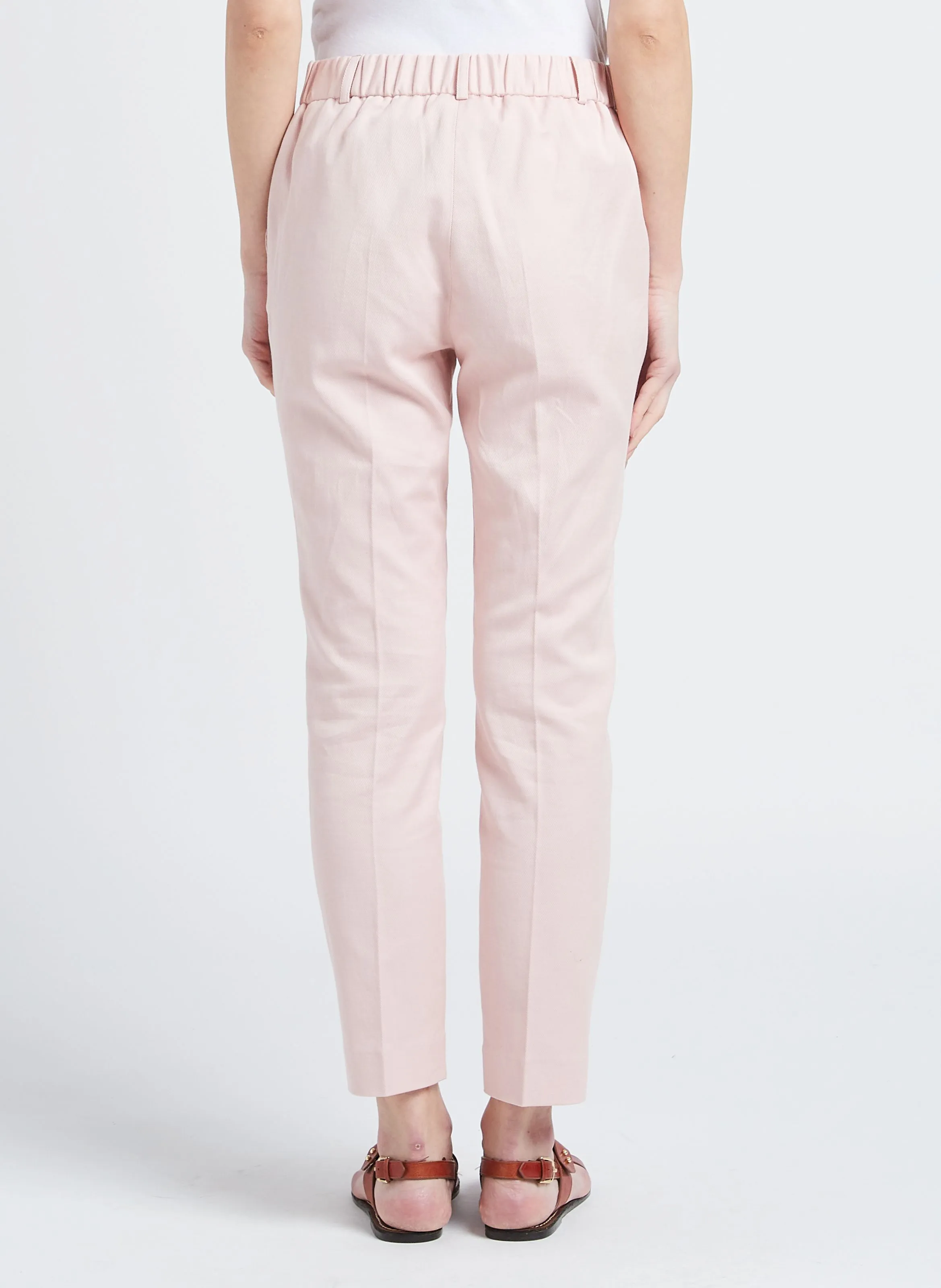 FELIX  PANTALóN RECTO DE MEZCLA DE LINO Y ALGODóN EN ROSA