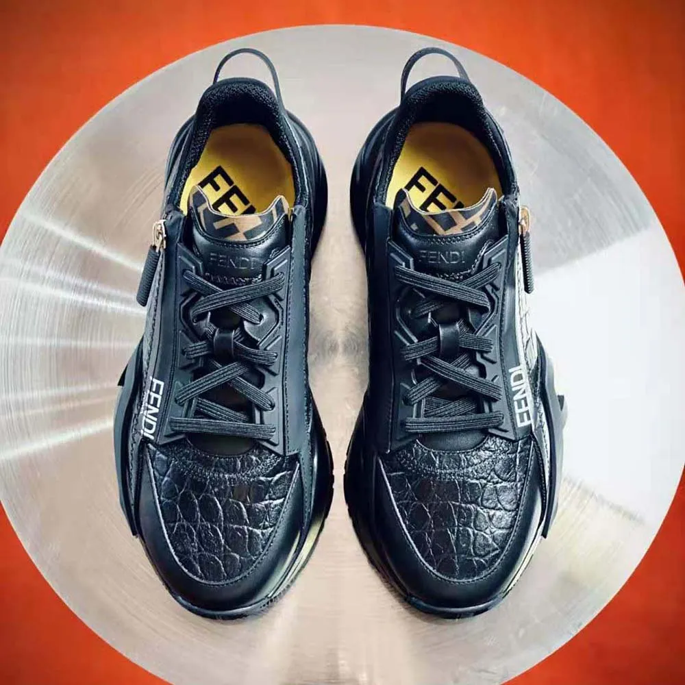 Fendi Mujer Zapatillas Bajas Caimán Negro