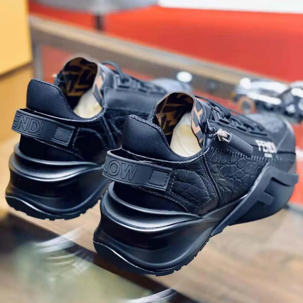 Fendi Mujer Zapatillas Bajas Caimán Negro
