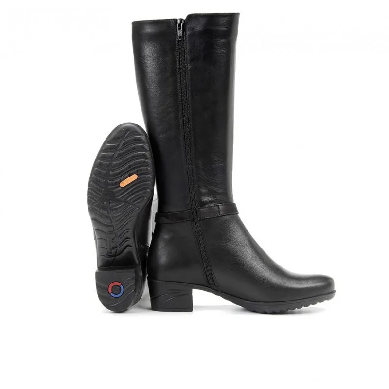 FLUCHOS Charis F0938 Negro. Bota lisa medio tacón mujer Hombre