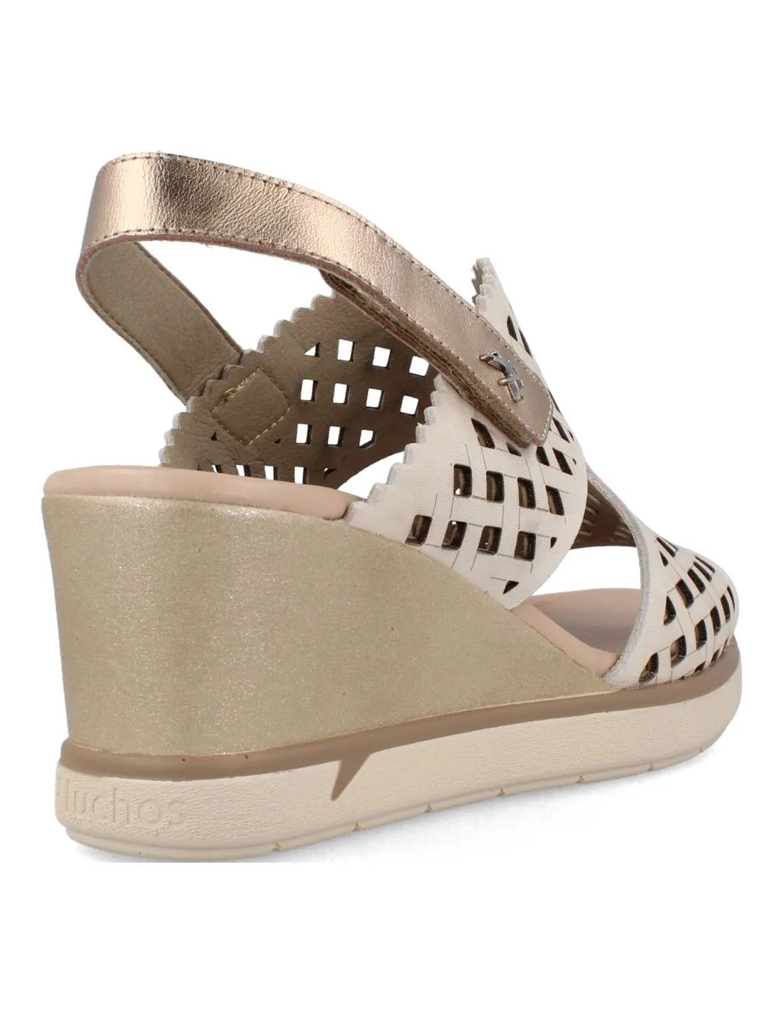 FLUCHOS  SANDALIA CUñA PIEL TIEBT LAMINADO CAVA