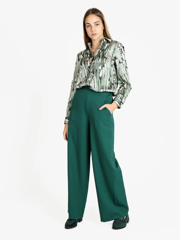 Ghisleri Pantalón ancho de mujer de tiro alto.