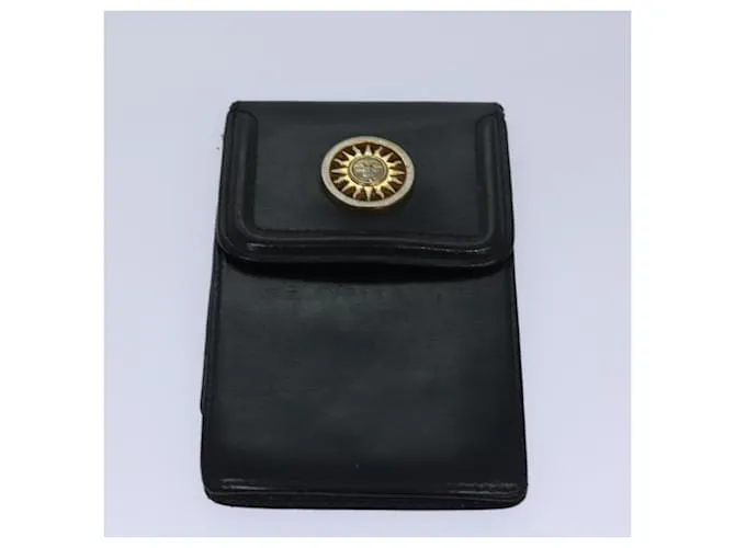 Gianni Versace Gianni Versace Barry Estuche de Llaves de Cuero 3 Piezas Negro Auth ac3163 Amarillo 