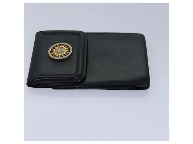 Gianni Versace Gianni Versace Barry Estuche de Llaves de Cuero 3 Piezas Negro Auth ac3163 Amarillo 