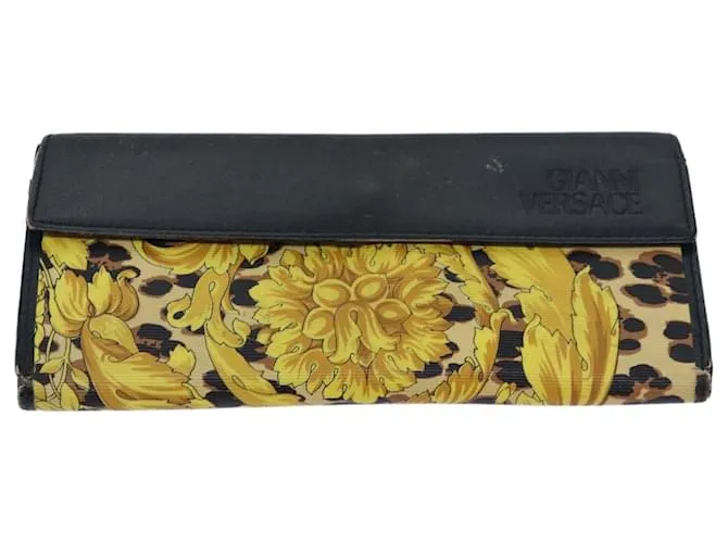 Gianni Versace Gianni Versace Barry Estuche de Llaves de Cuero 3 Piezas Negro Auth ac3163 Amarillo 