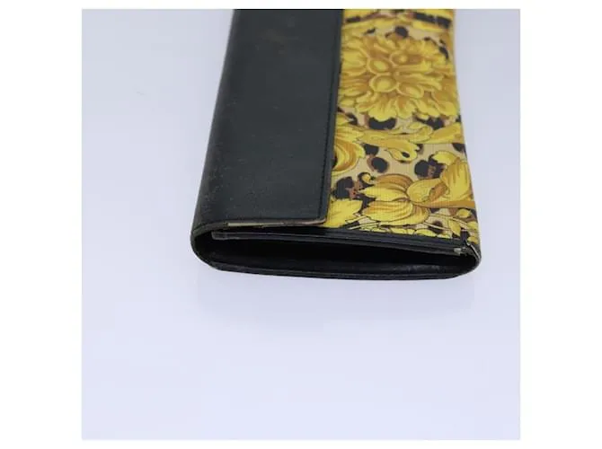 Gianni Versace Gianni Versace Barry Estuche de Llaves de Cuero 3 Piezas Negro Auth ac3163 Amarillo 
