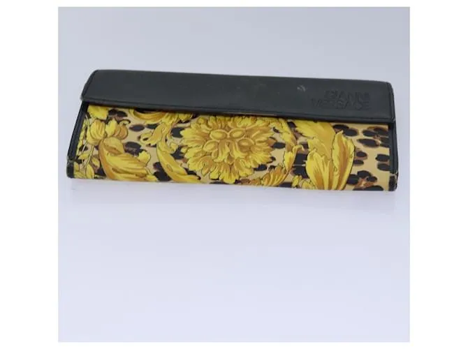 Gianni Versace Gianni Versace Barry Estuche de Llaves de Cuero 3 Piezas Negro Auth ac3163 Amarillo 
