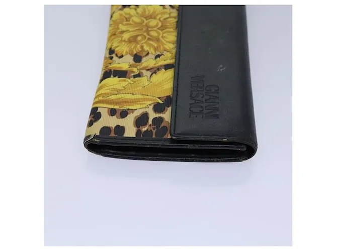 Gianni Versace Gianni Versace Barry Estuche de Llaves de Cuero 3 Piezas Negro Auth ac3163 Amarillo 