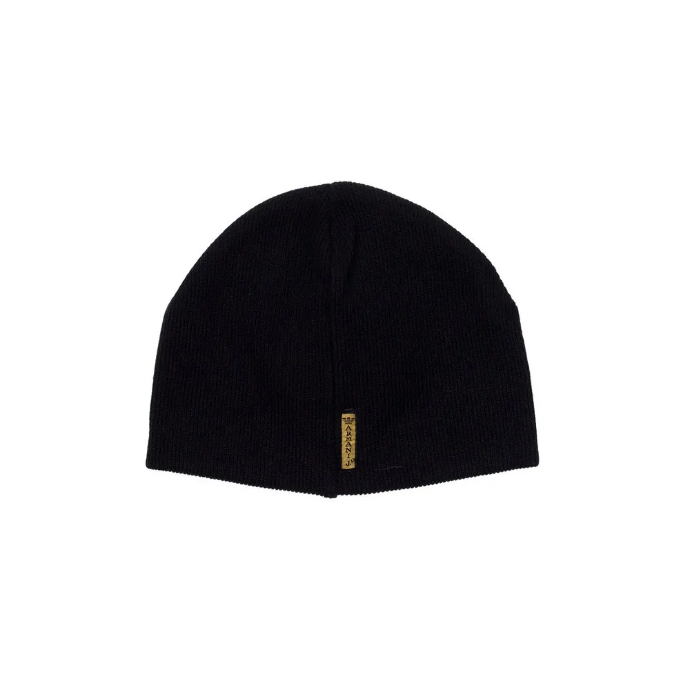 Gorro Armani Jeans CD119  Color Negro con Logo en Fondo Azul