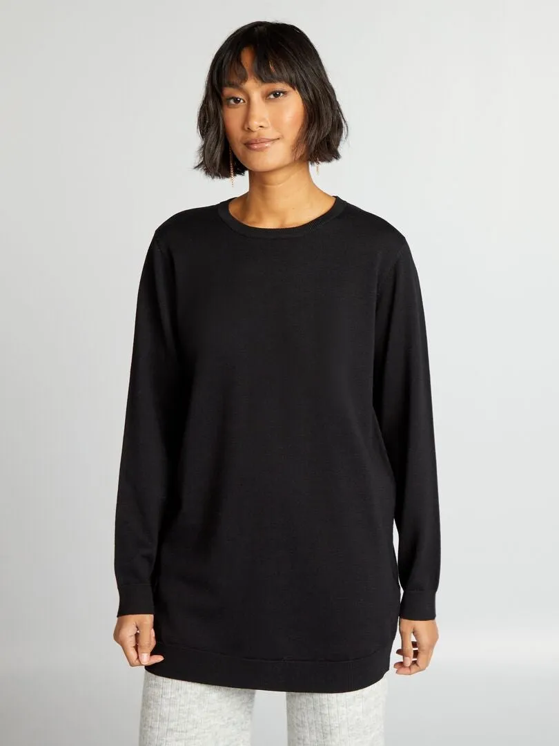 JERSEY FINO DE CORTE LARGO  NEGRO