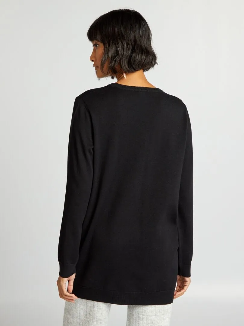 JERSEY FINO DE CORTE LARGO  NEGRO