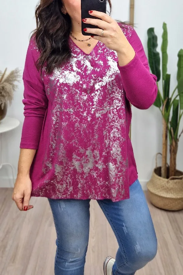 Jersey Fino Metalizado Buganvilla
