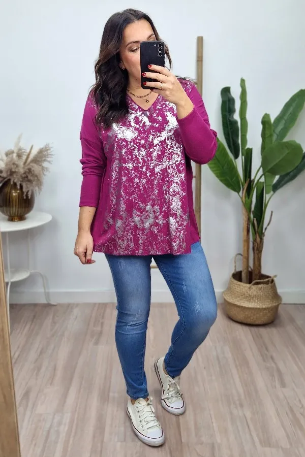 Jersey Fino Metalizado Buganvilla