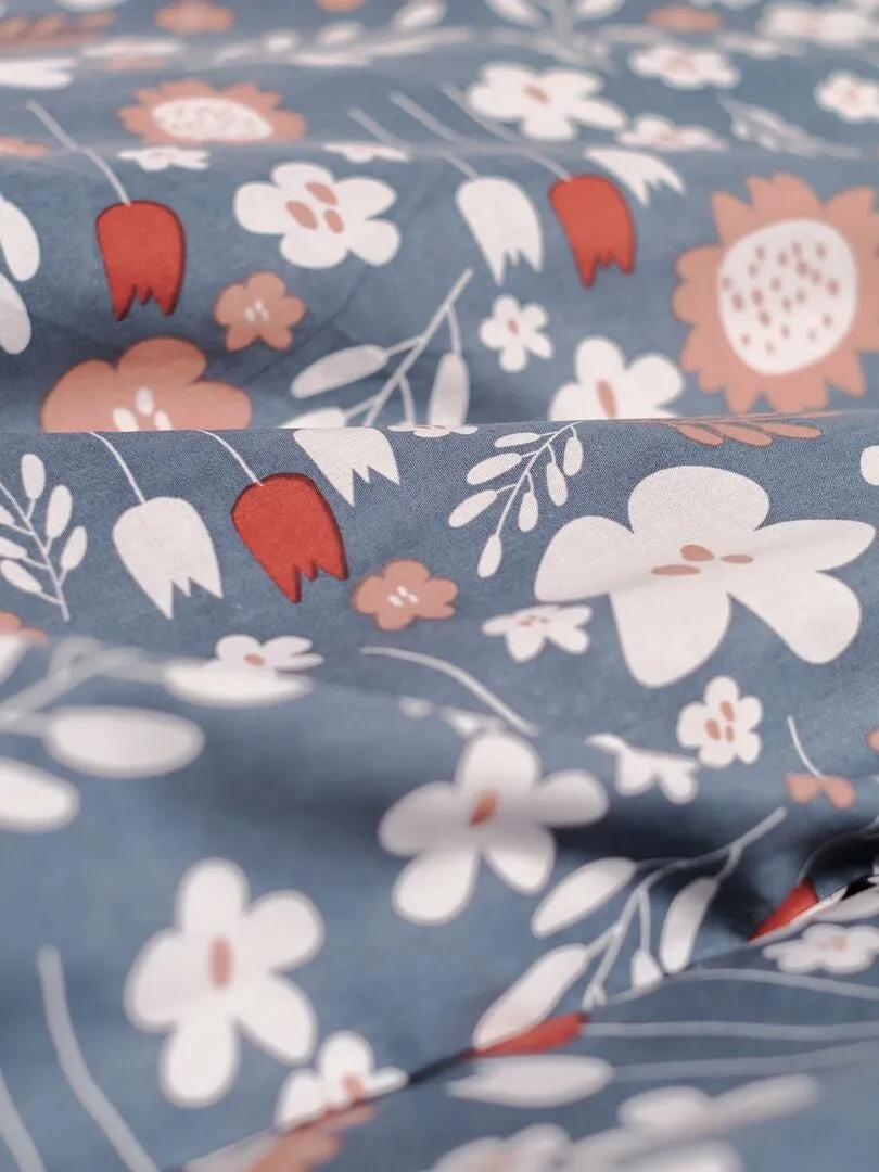 JUEGO DE CAMA DE 'FLORES'  DOBLE  GRIS