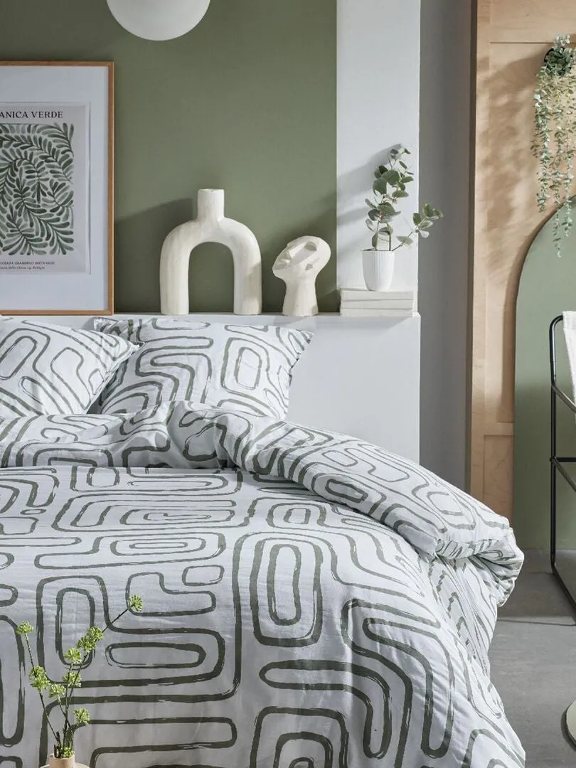 JUEGO DE CAMA ESTAMPADO  DOBLE  BLANCO