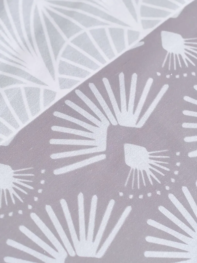 JUEGO DE CAMA ESTAMPADO  DOBLE  GRIS/ROSA