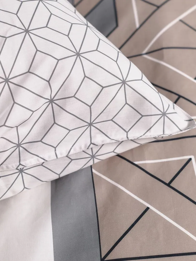 JUEGO DE CAMA ESTAMPADO  DOBLE  ROSA/GRIS