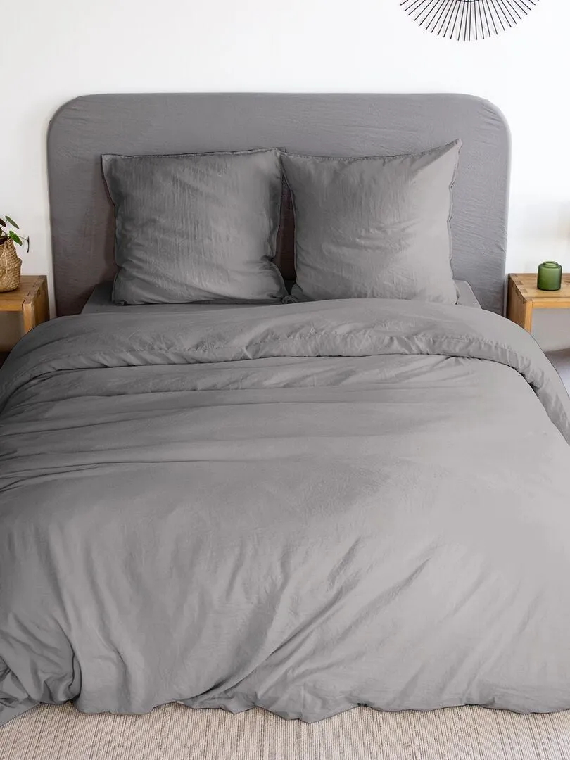 JUEGO DE CAMA LISO ULTRASUAVE  DOBLE  GRIS