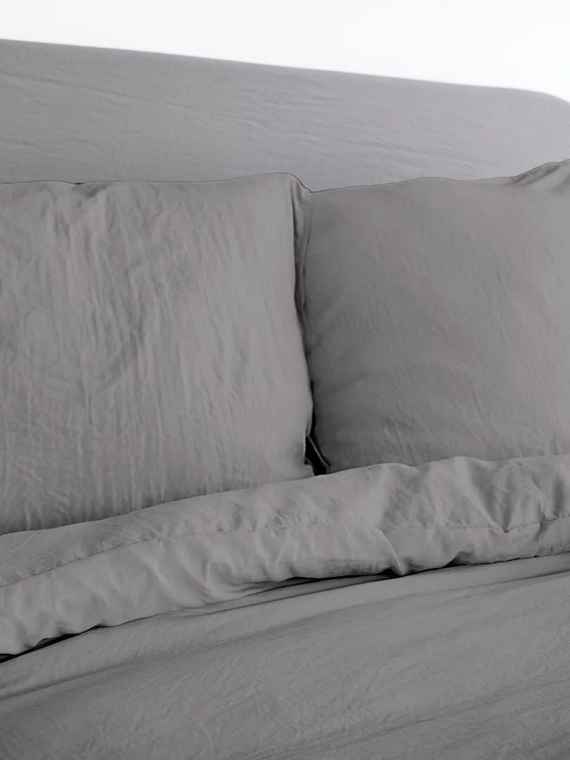 JUEGO DE CAMA LISO ULTRASUAVE  DOBLE  GRIS