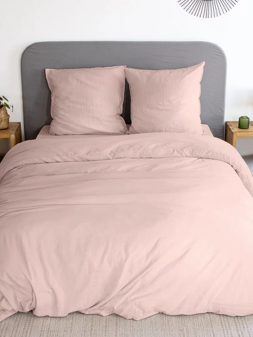 JUEGO DE CAMA LISO ULTRASUAVE  DOBLE  ROSA