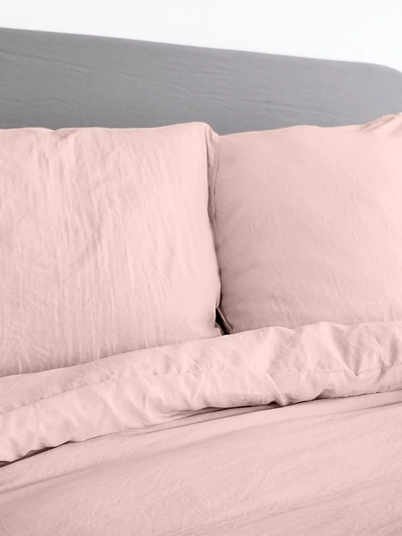 JUEGO DE CAMA LISO ULTRASUAVE  DOBLE  ROSA