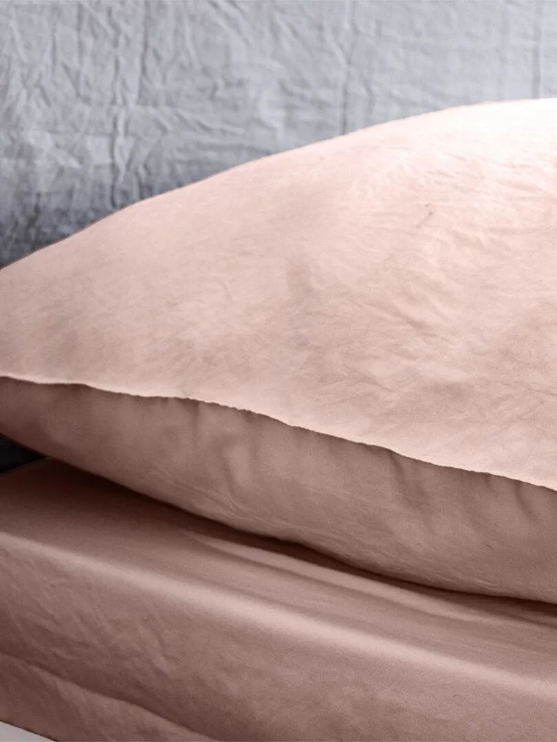 JUEGO DE CAMA LISO ULTRASUAVE  DOBLE  ROSA