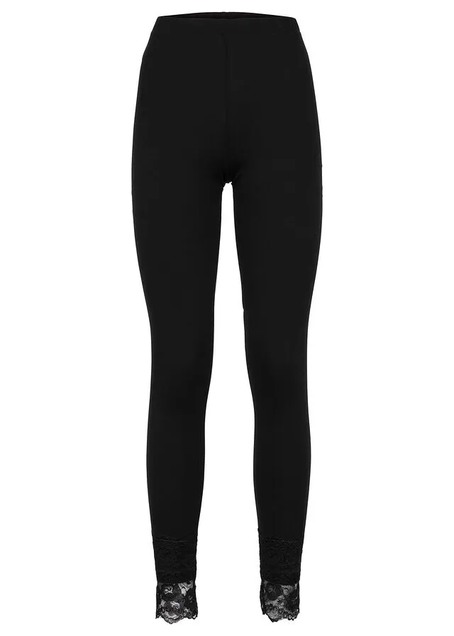 Leggings con encaje Negro