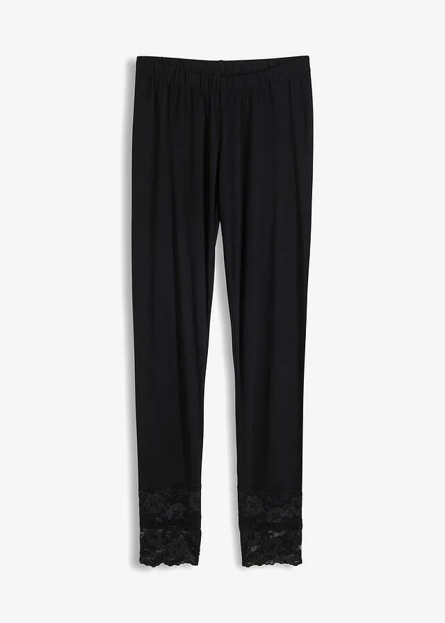Leggings con encaje Negro