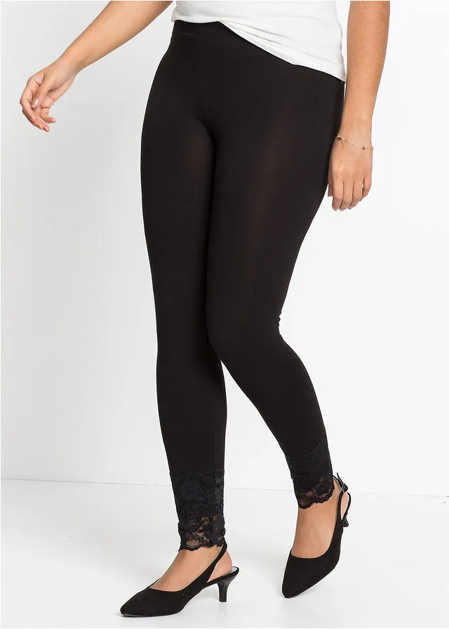 Leggings con encaje Negro