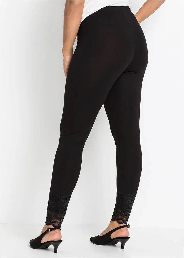 Leggings con encaje Negro