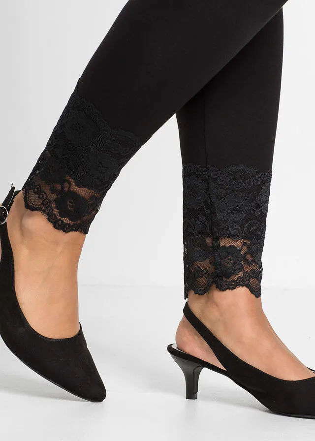 Leggings con encaje Negro