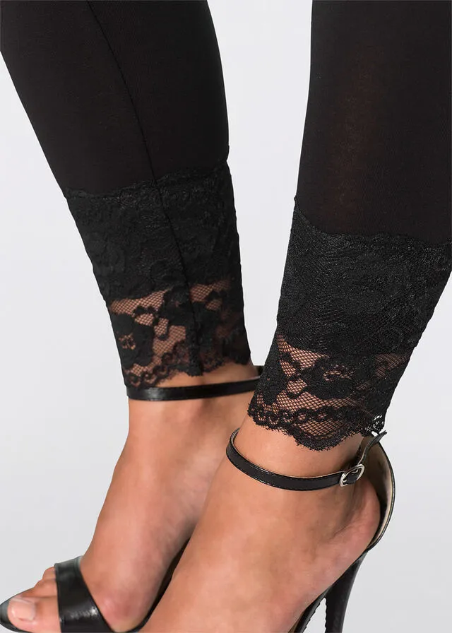 Leggings con encaje Negro