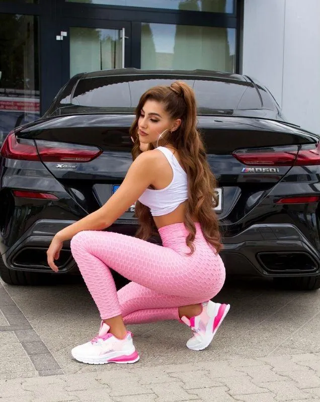 Leggings rosa texturizados