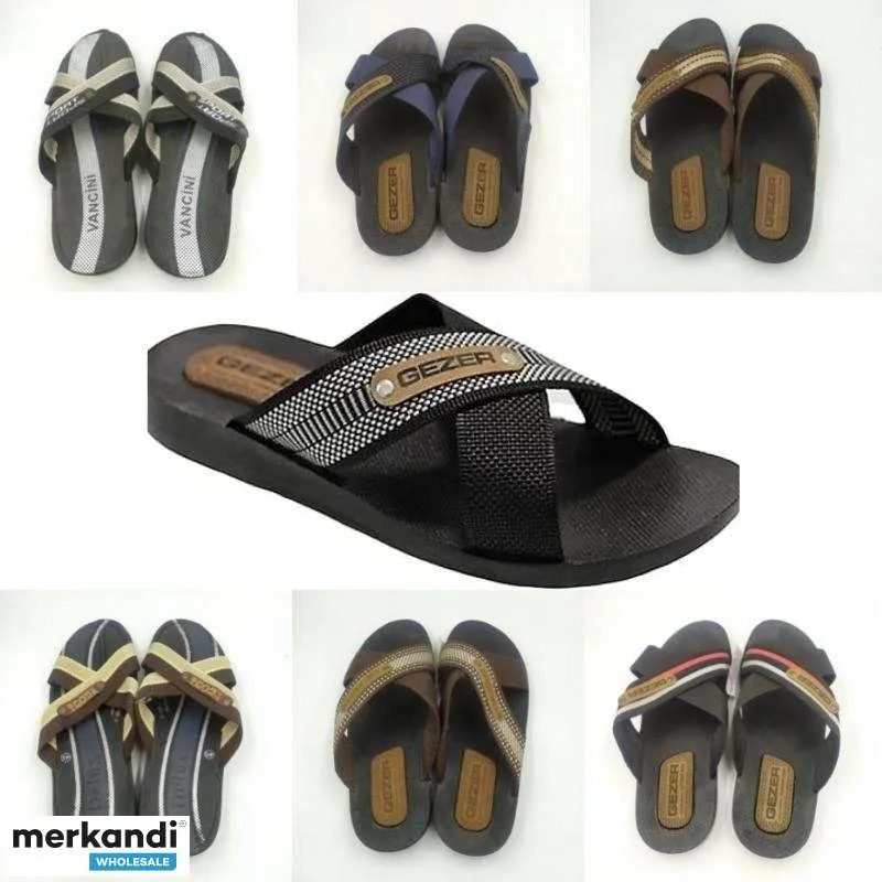 LOTE DE CHANCLAS DE HOMBRE AL POR MAYOR  NUEVAS Y DE MARCA EUROPA
