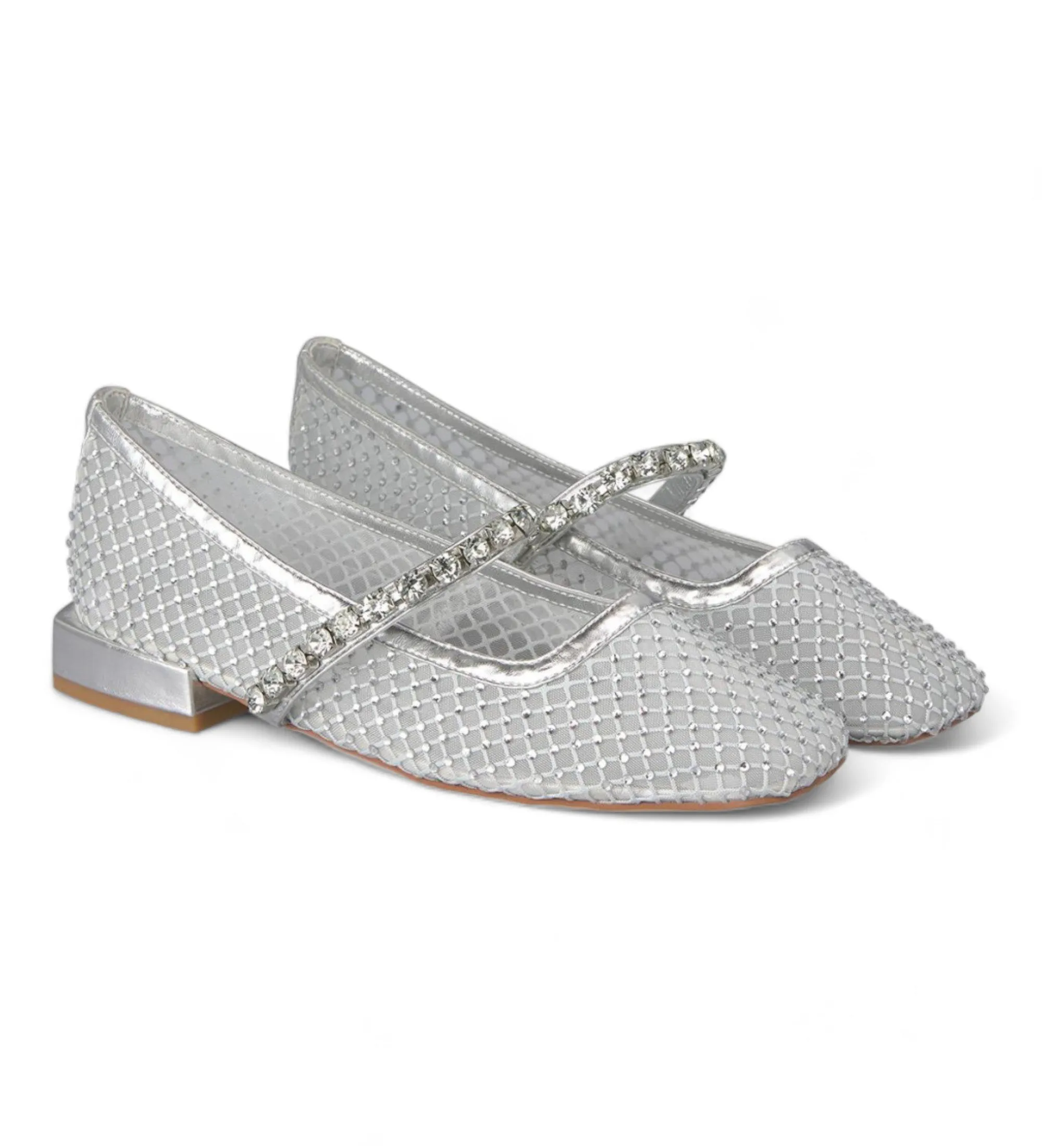 Manoletinas con brillantes plateado