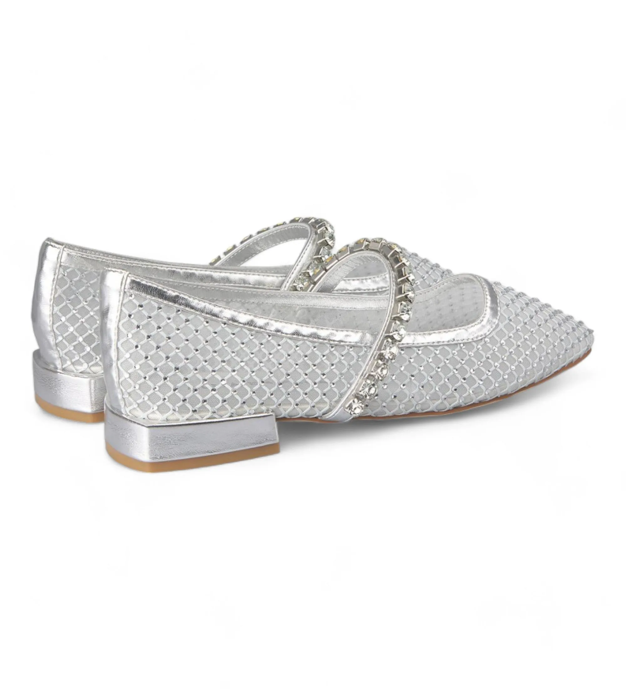 Manoletinas con brillantes plateado