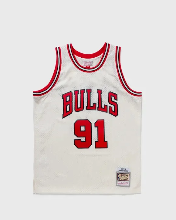 mitchell & ness camisilla cream team color swingman bulls 1997 dennis rodman