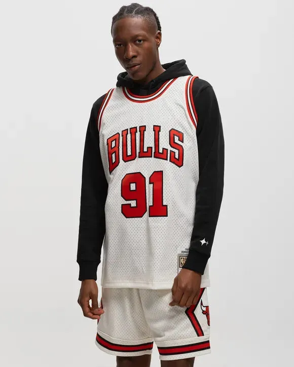 mitchell & ness camisilla cream team color swingman bulls 1997 dennis rodman