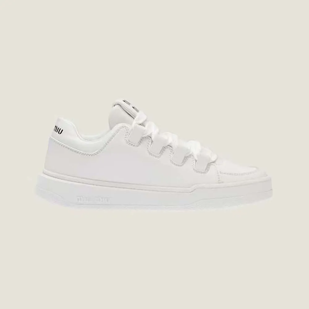 Miu Miu Zapatillas Mujer De Piel Con Logo De Letras