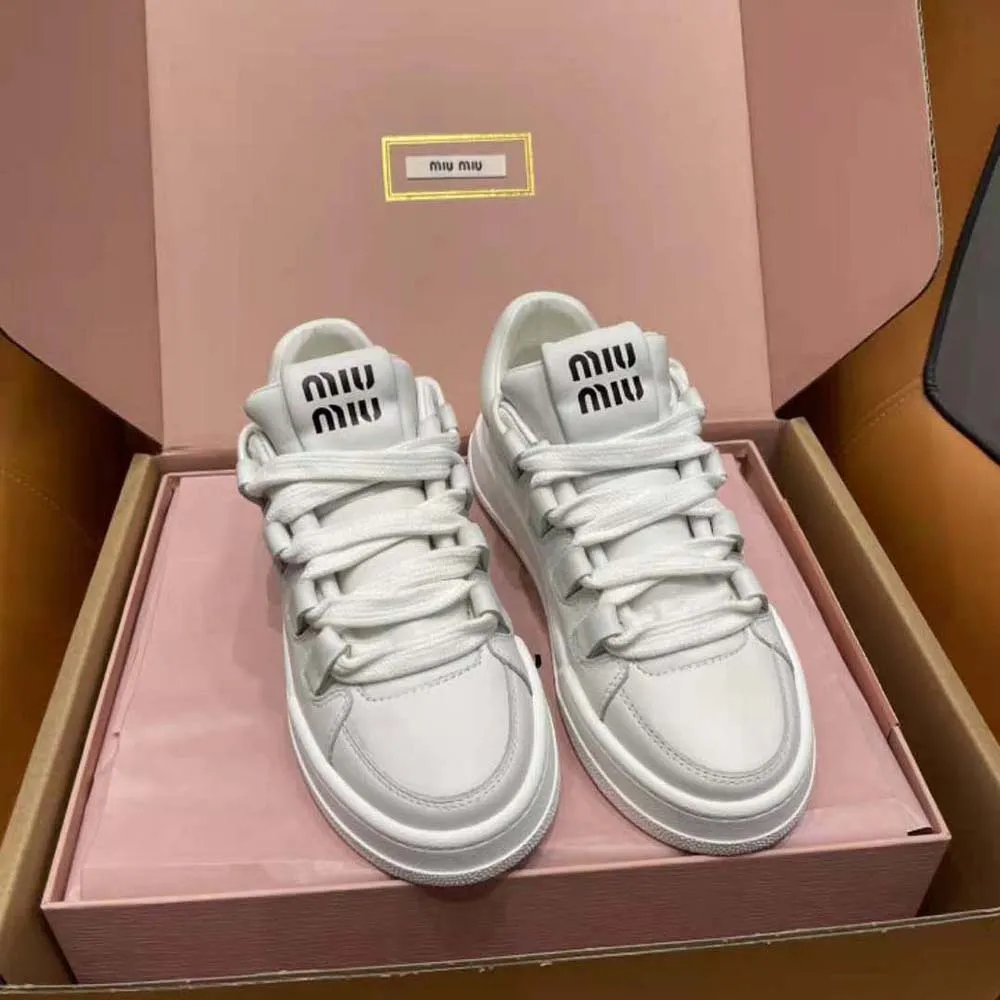 Miu Miu Zapatillas Mujer De Piel Con Logo De Letras