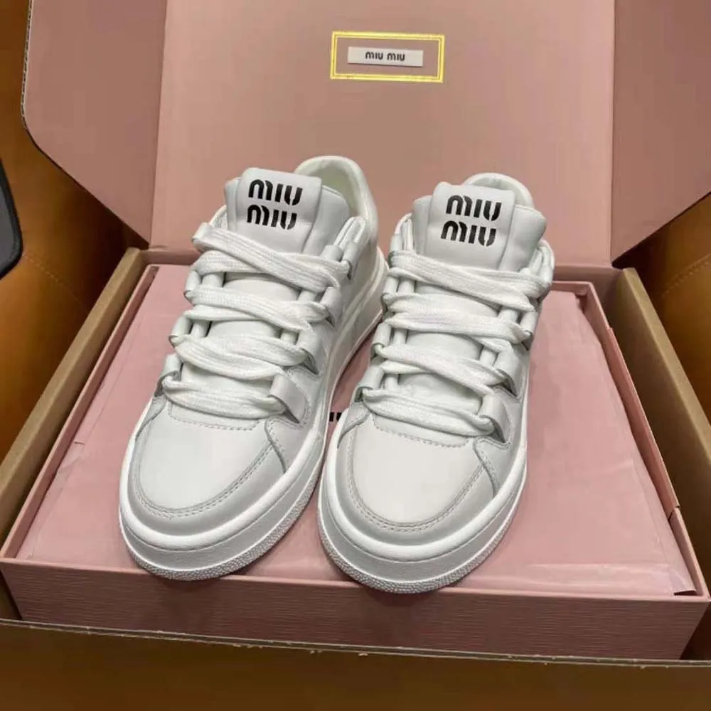 Miu Miu Zapatillas Mujer De Piel Con Logo De Letras