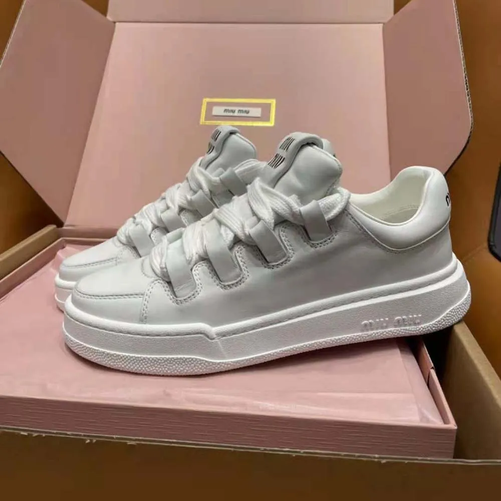 Miu Miu Zapatillas Mujer De Piel Con Logo De Letras