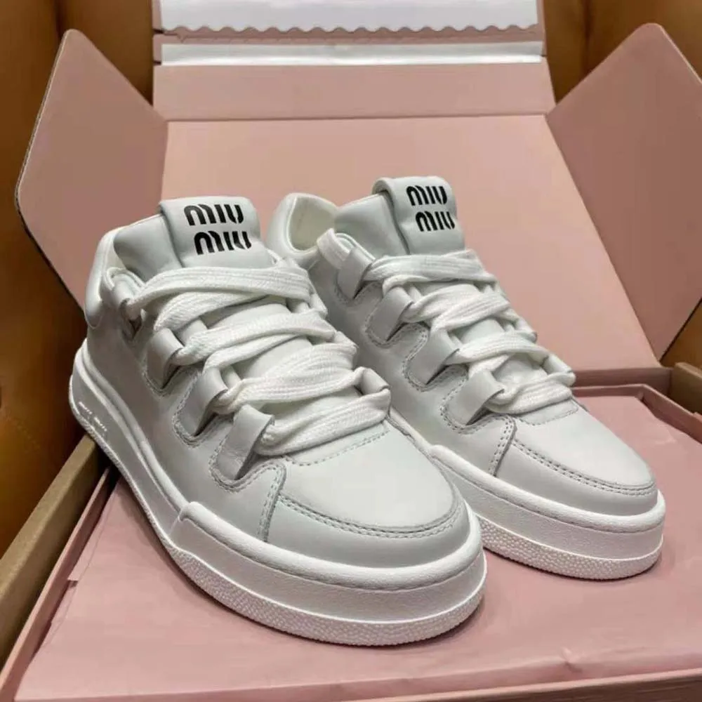 Miu Miu Zapatillas Mujer De Piel Con Logo De Letras
